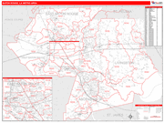 Baton Rouge Metro Area Wall Map Red Line Style